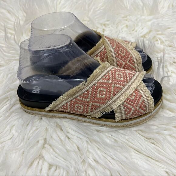 BP. Womens Slide Sandals Boho Woven Sandals Flat Slip On Bohemian‎ Pink Size 6M - Picture 3 of 7